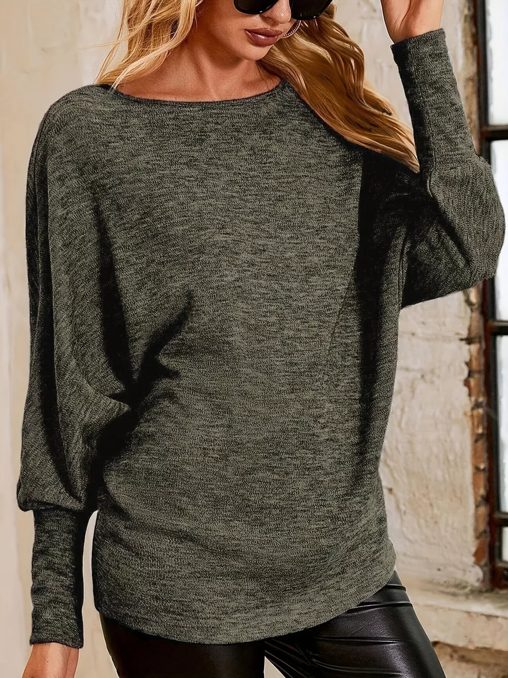 Round Neck Long Sleeve Relaxed Fit T-Shirt, image 4