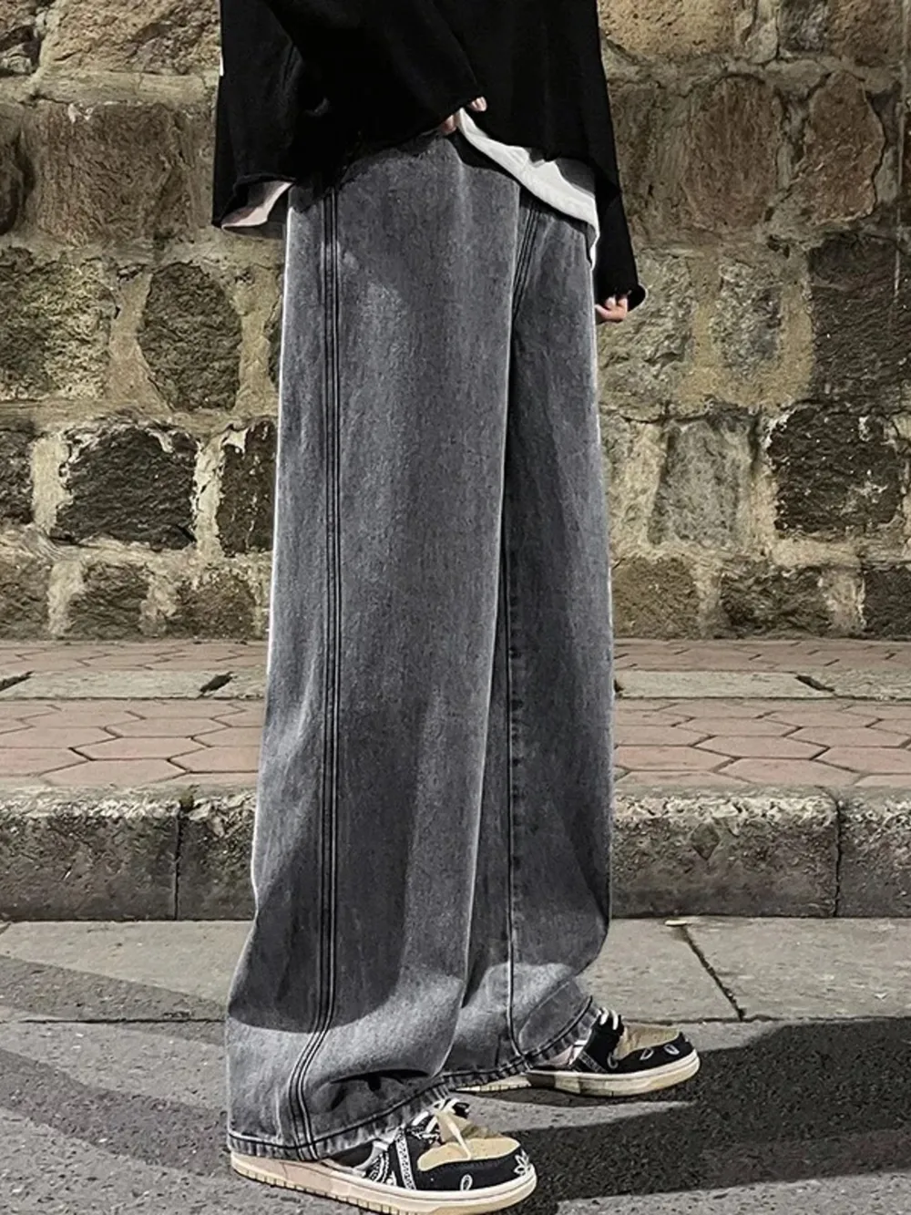 Men's Full Size Drawstring Wide Leg Jeans Plus Size, image 6