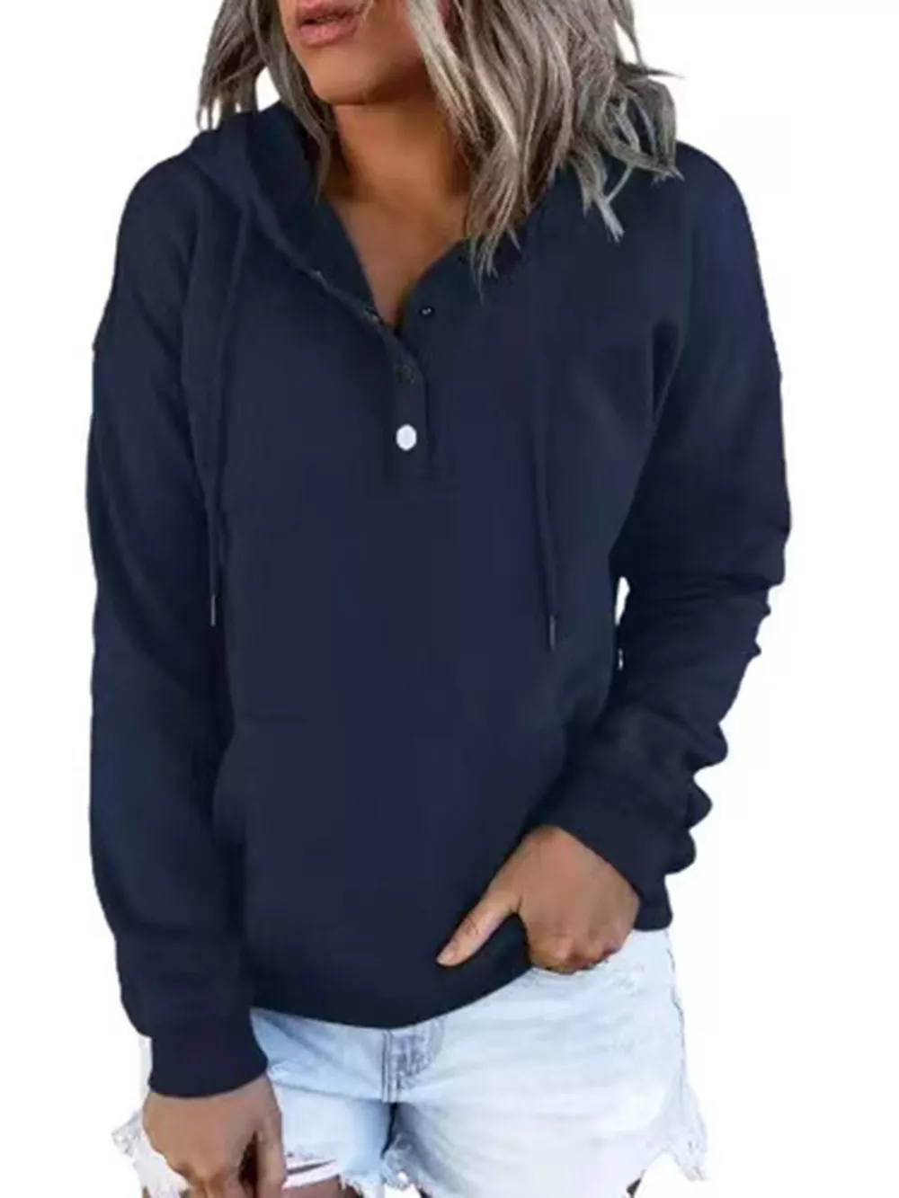 Full Size Kangaroo Pocket Drawstring Long Sleeve Hoodie Plus Size, image 17