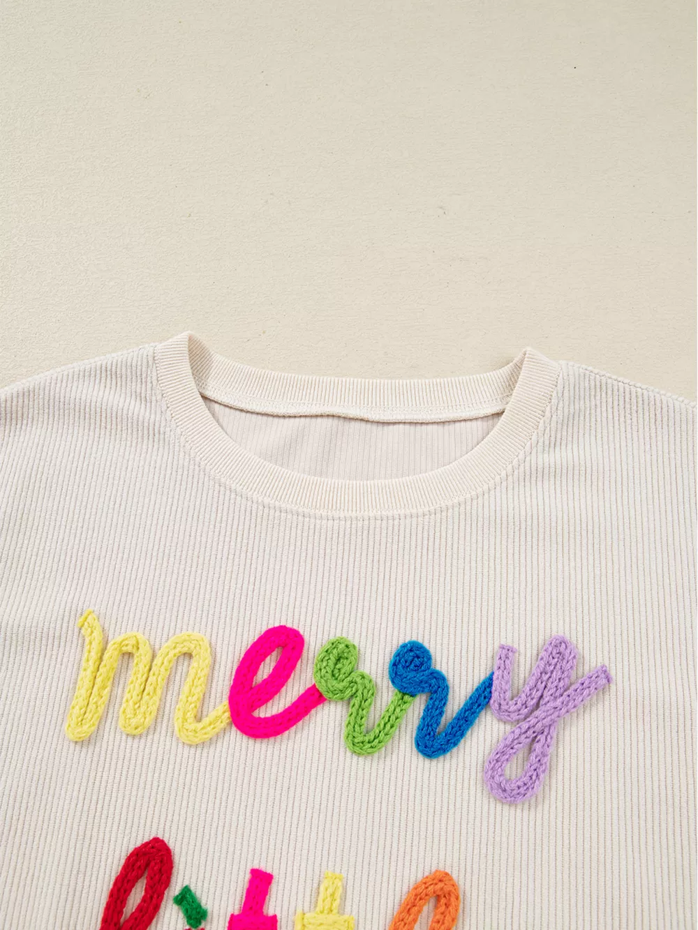 Merry Little Thing Corded Letter Graphic Ribbed Sweatshirt, image 11