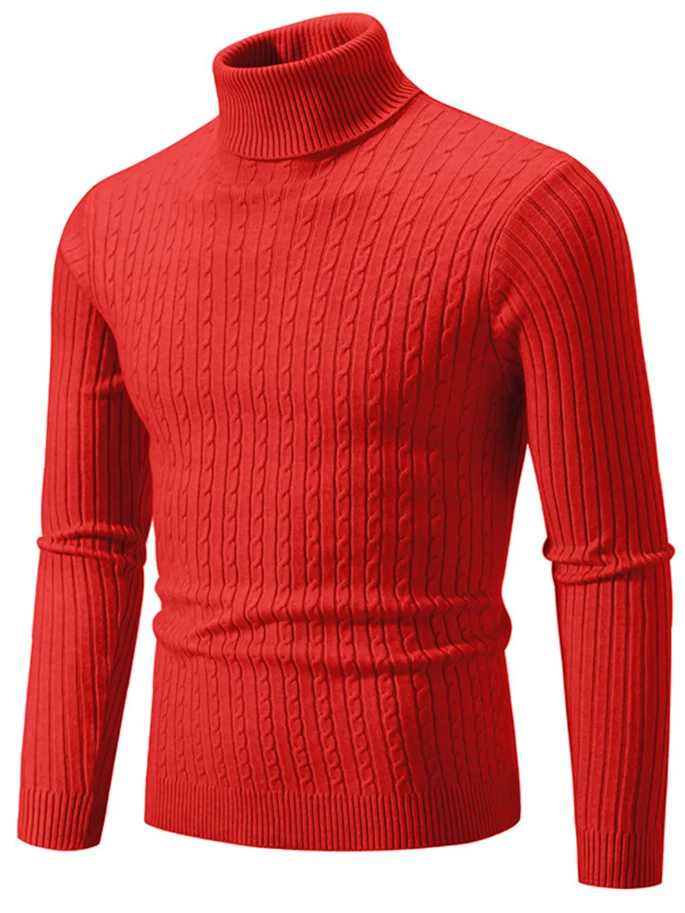 Men's Plus Size Ribbed Turtleneck Long Sleeve Sweater, image 13