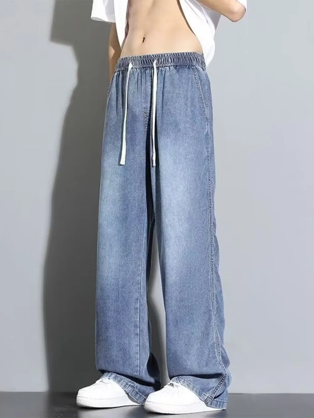 Men's Full Size Vintage Wash Wide Leg Jeans Plus Size, image 4