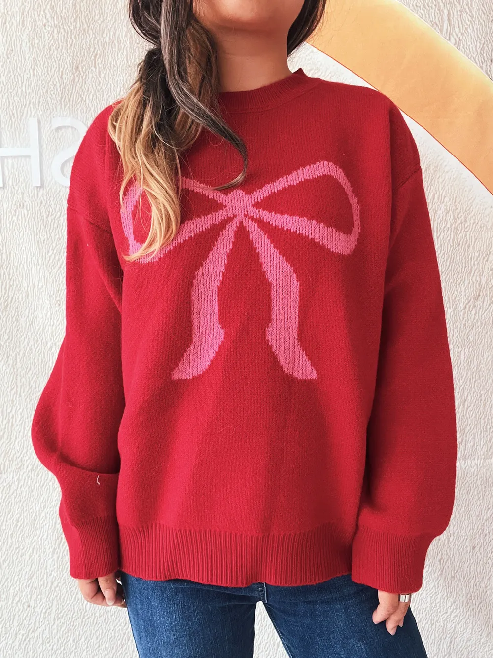 Bow Pattern Casual Long Sleeve Sweater, image 26