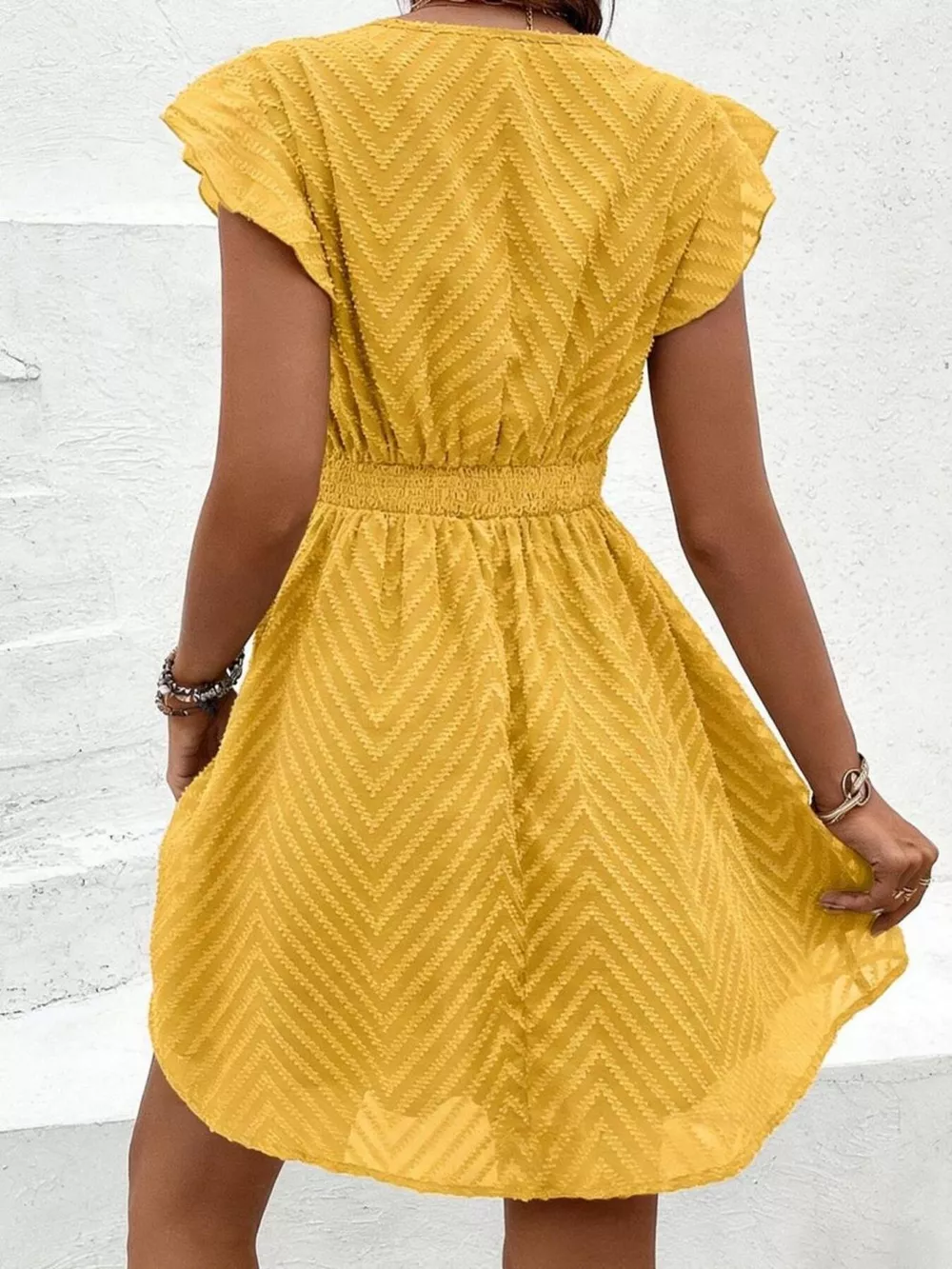 V-Neck Ruffle Sleeve Mini Dress, image 16