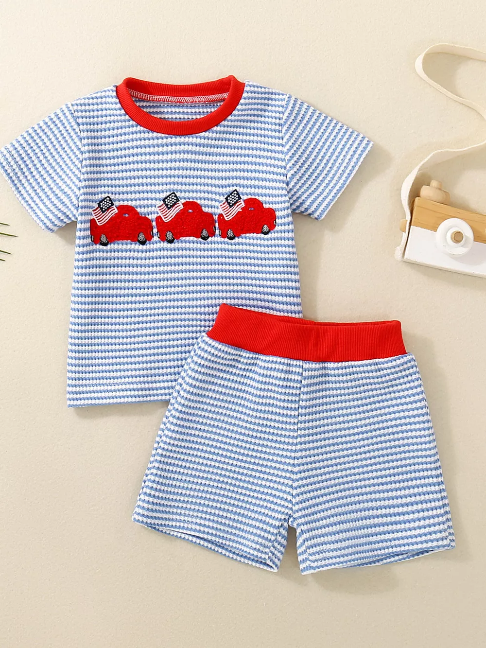 Children's Ice Cream Striped Tee and Shorts Set, image 3
