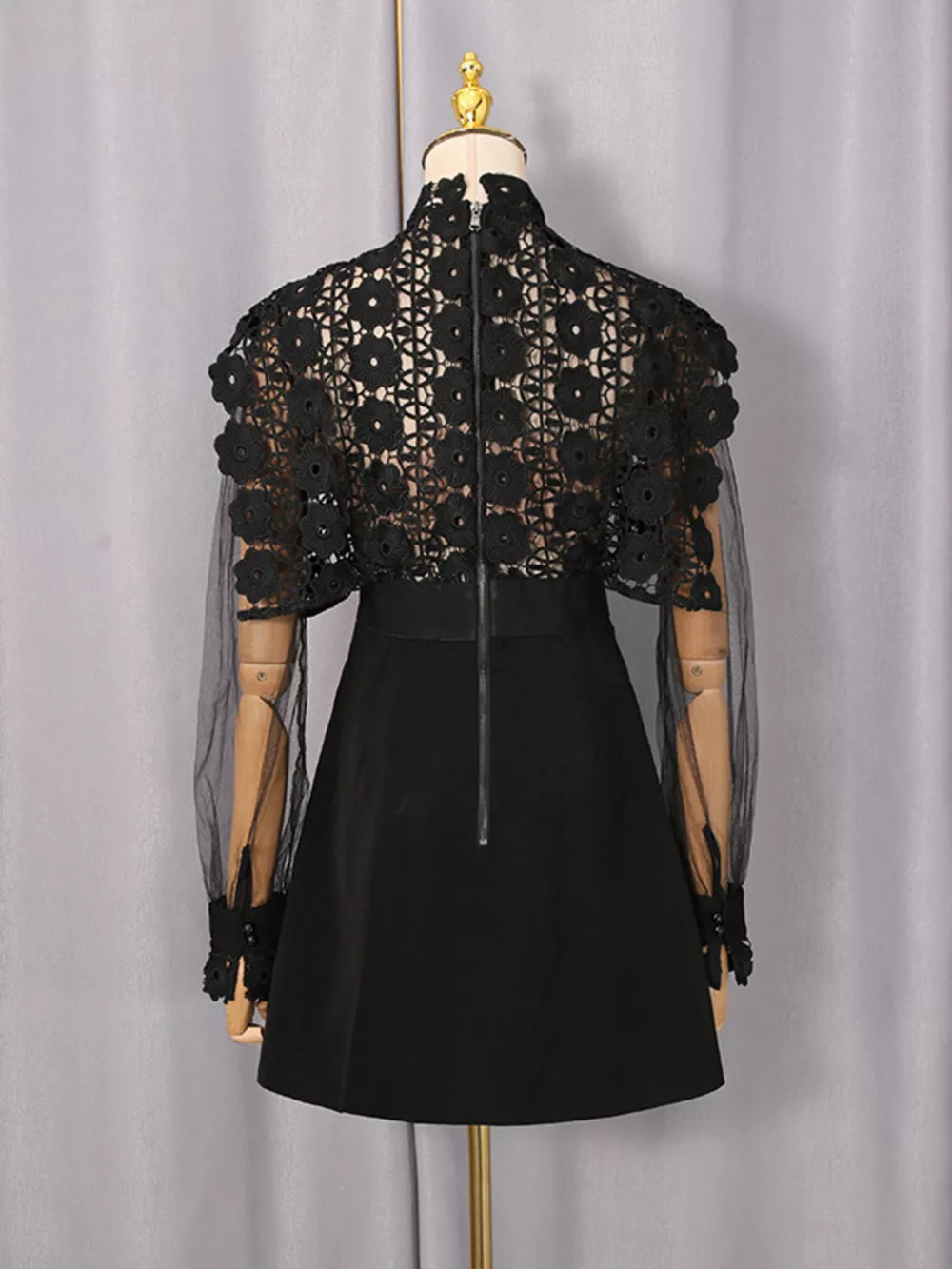 Lace Sheer Sleeve Mini Dress, image 9
