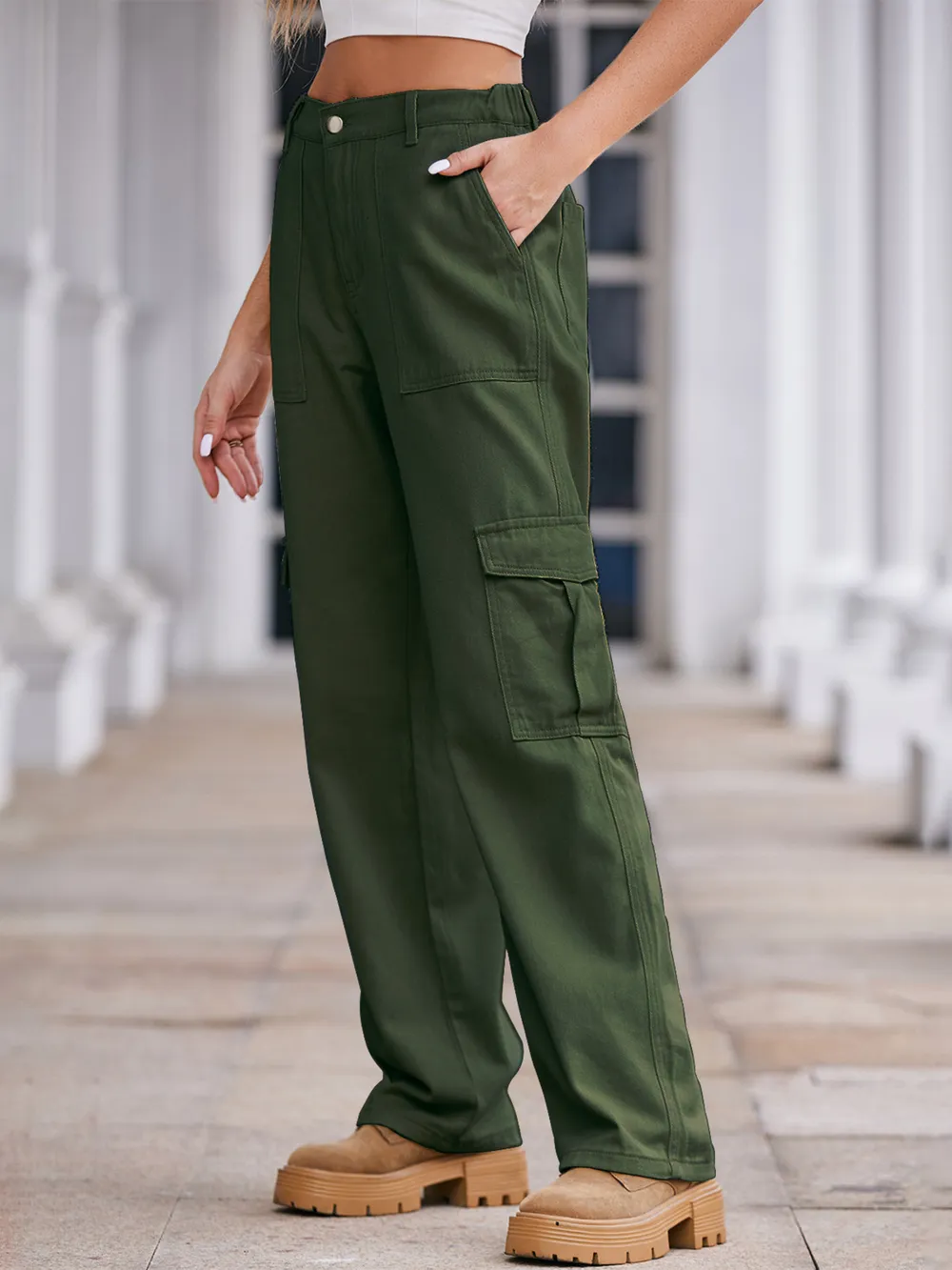 High-Waisted Cargo Jeans, image 11