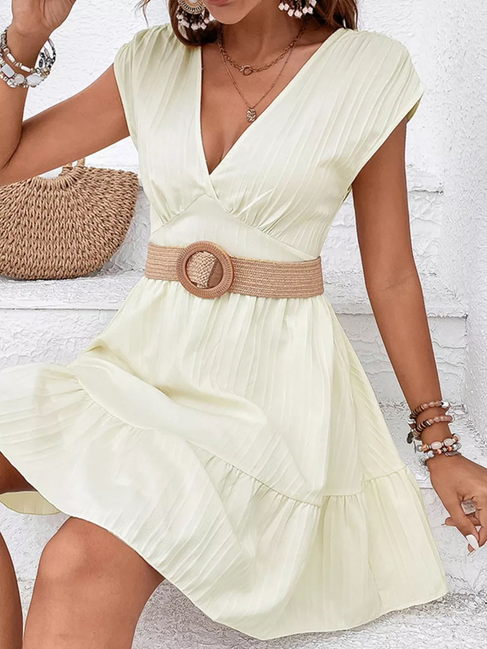 Tiered Cap Sleeve Mini Dress, image 3