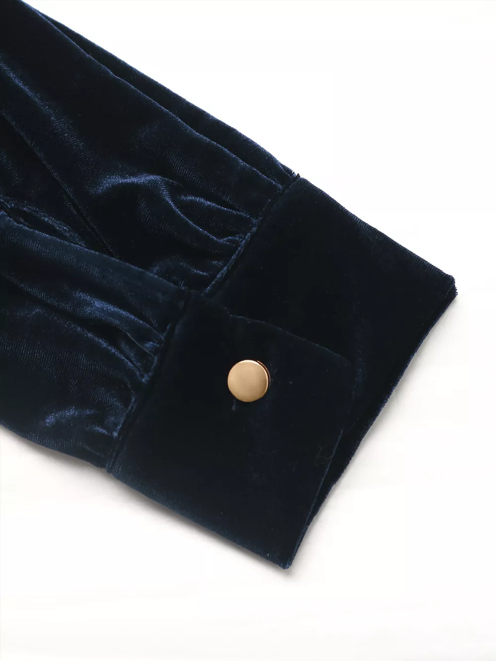 Velvet Button Front Long Sleeve Blouse, image 6