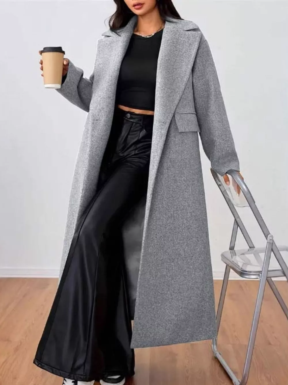 Wool-Blend Longline Overcoat, image 2