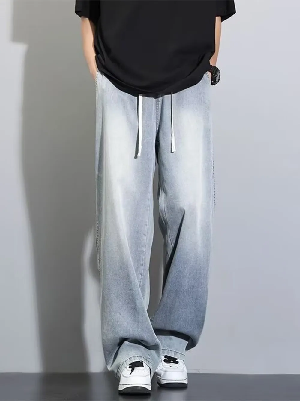 Men's Full Size Vintage Wash Wide Leg Jeans Plus Size, image 5