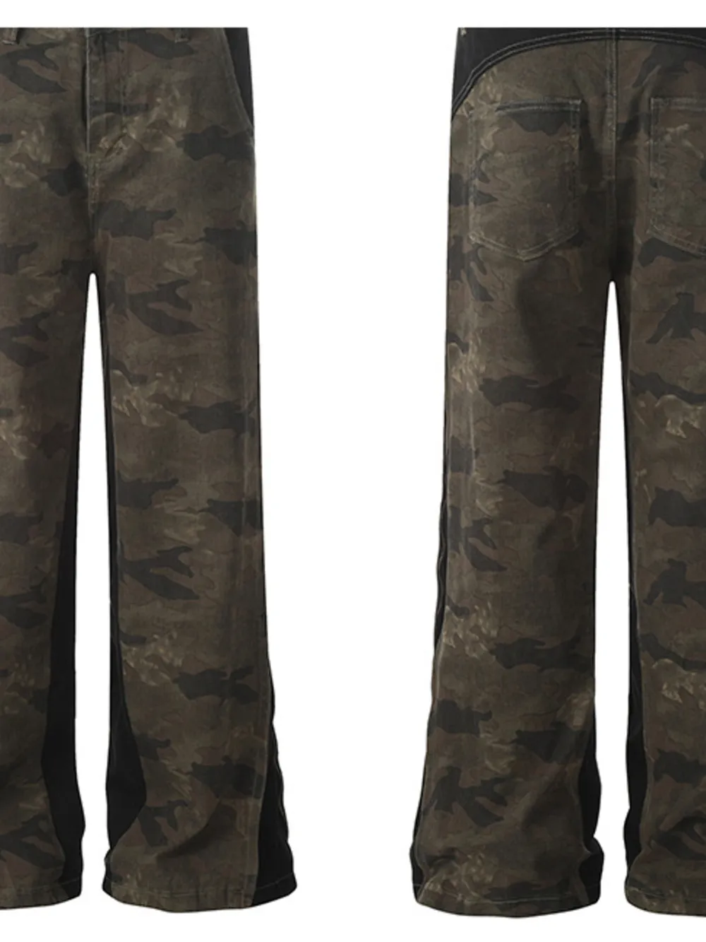 Men's Camo Wide Leg Denim Jeans, image 4