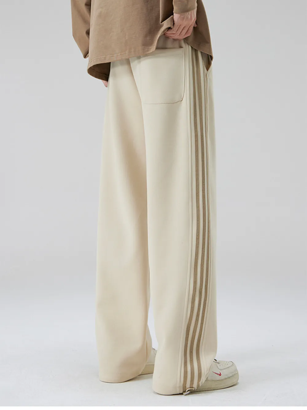 Men's Plus Size Drawstring Striped Wide Leg Pants, image 6