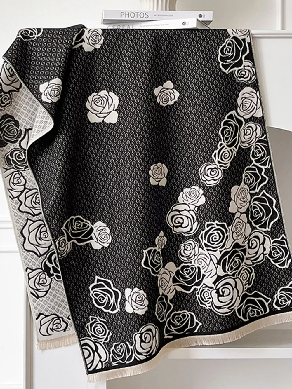 Rose Pattern Warm Scarf, image 4
