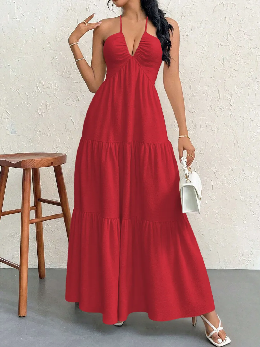 Halter Neck Tiered Maxi Dress, image 12
