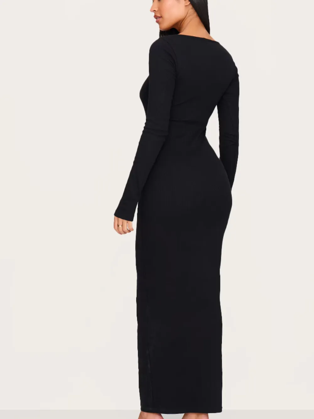 Round Neck Long Sleeve Bodycon Maxi Dress, image 3