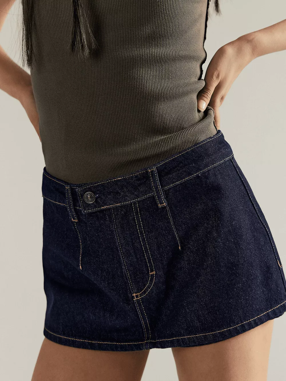 Classic Wash Denim Mini Skort, image 12