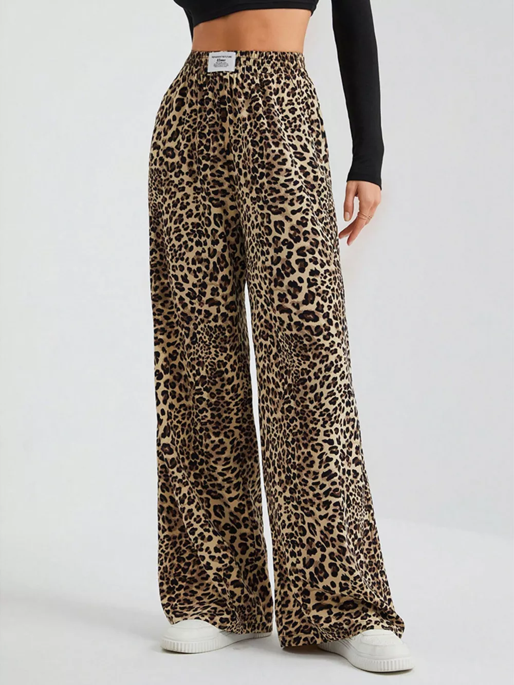 Full Size Leopard Print Wide Leg Pants Plus Size, image 6