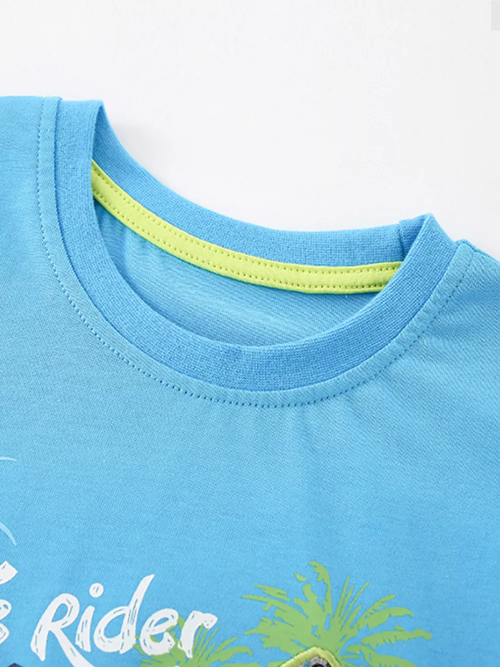 Children's Surf Rider Graphic Tee & Plaid Shorts Set, image 2