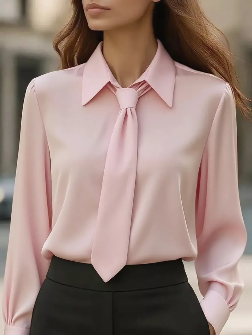 Tie-Neck Long Sleeve Blouse, image 3