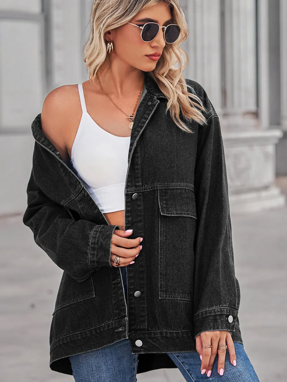 Button Up Long Sleeve Denim Jacket, image 16