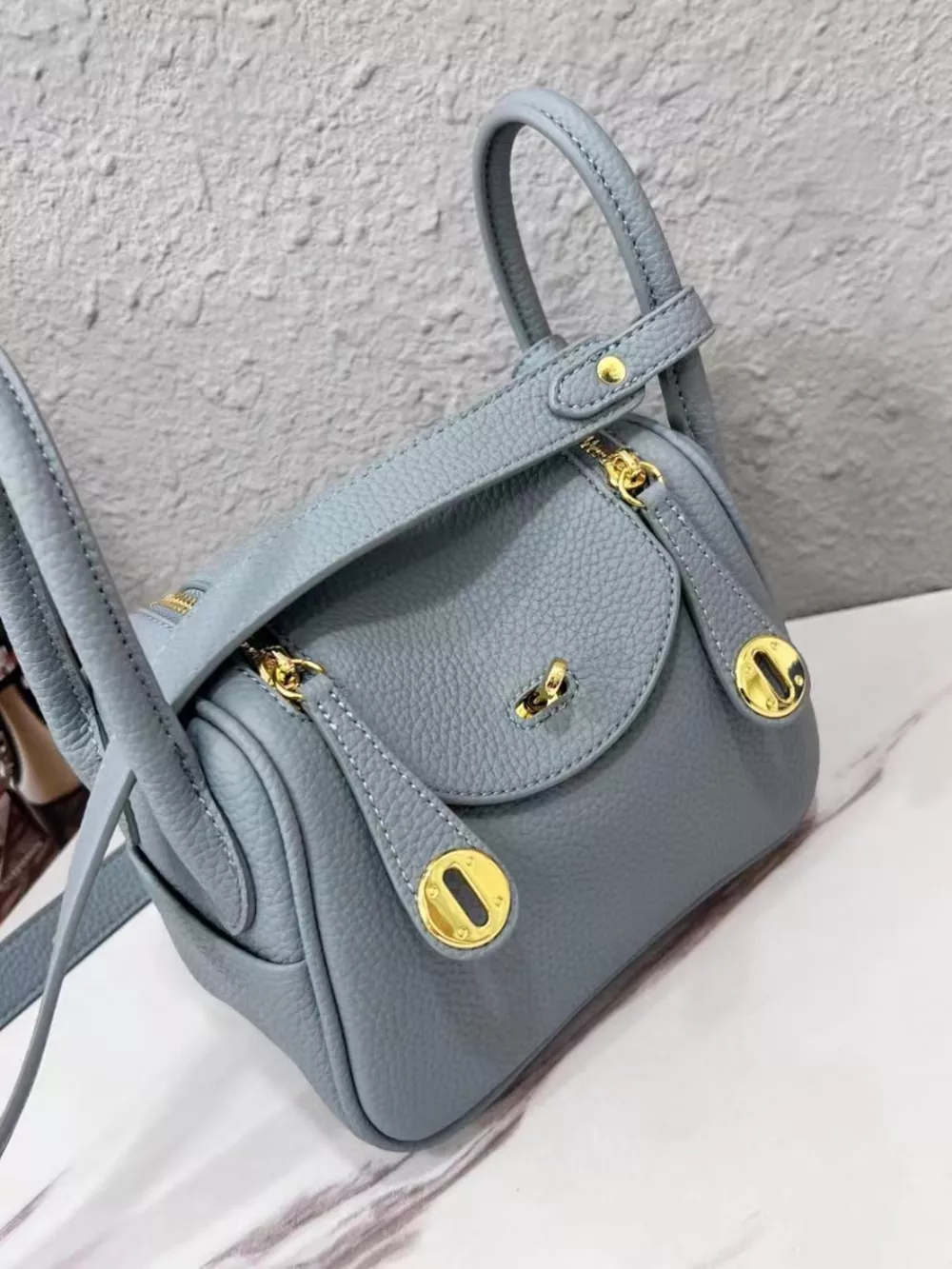 Gold-Tone Hardware Leather Crossbody Bag, image 11