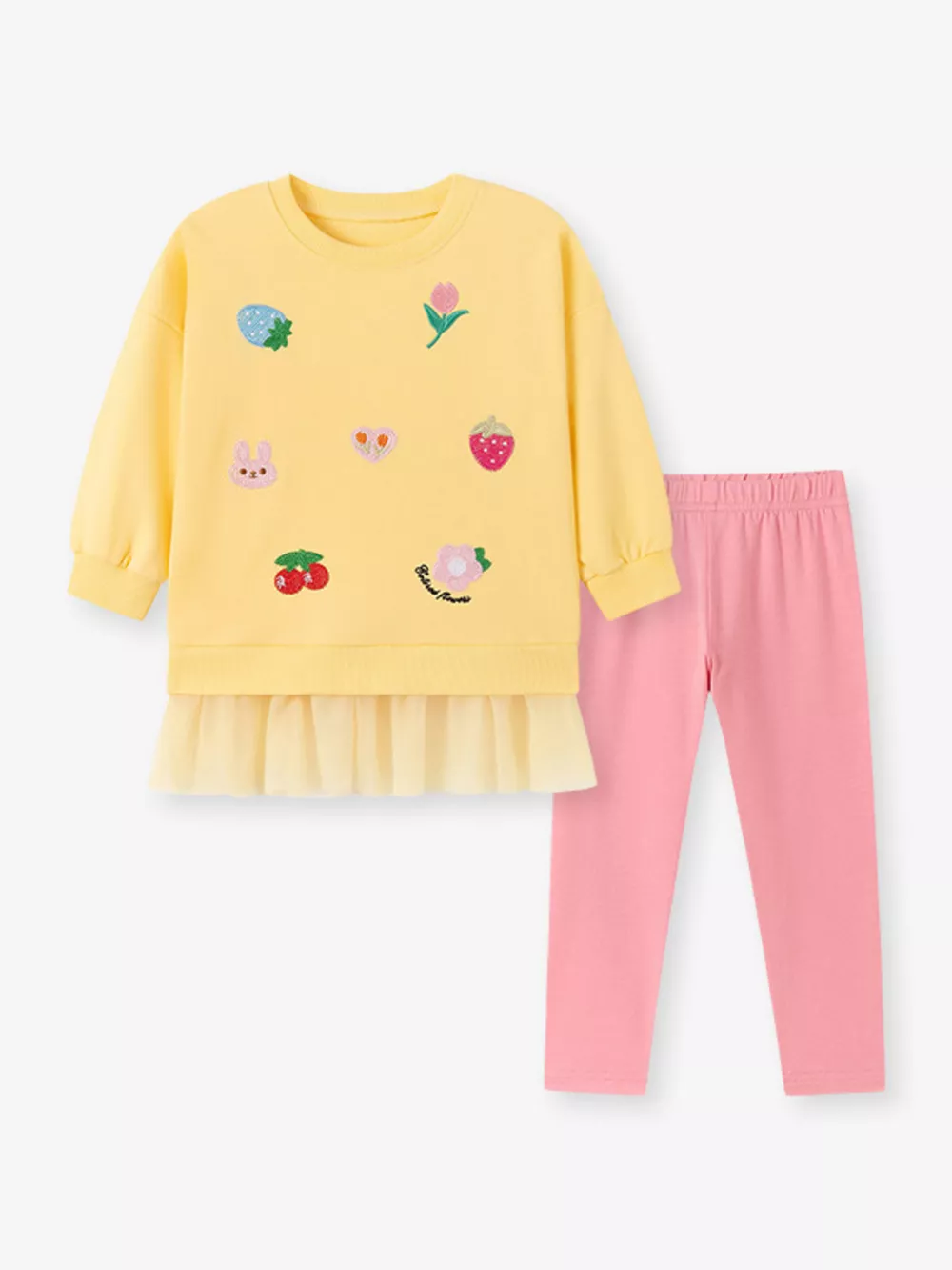 Children's Applique Sweatshirt and Leggings Two-Piece Set with Tulle Hem, image 2