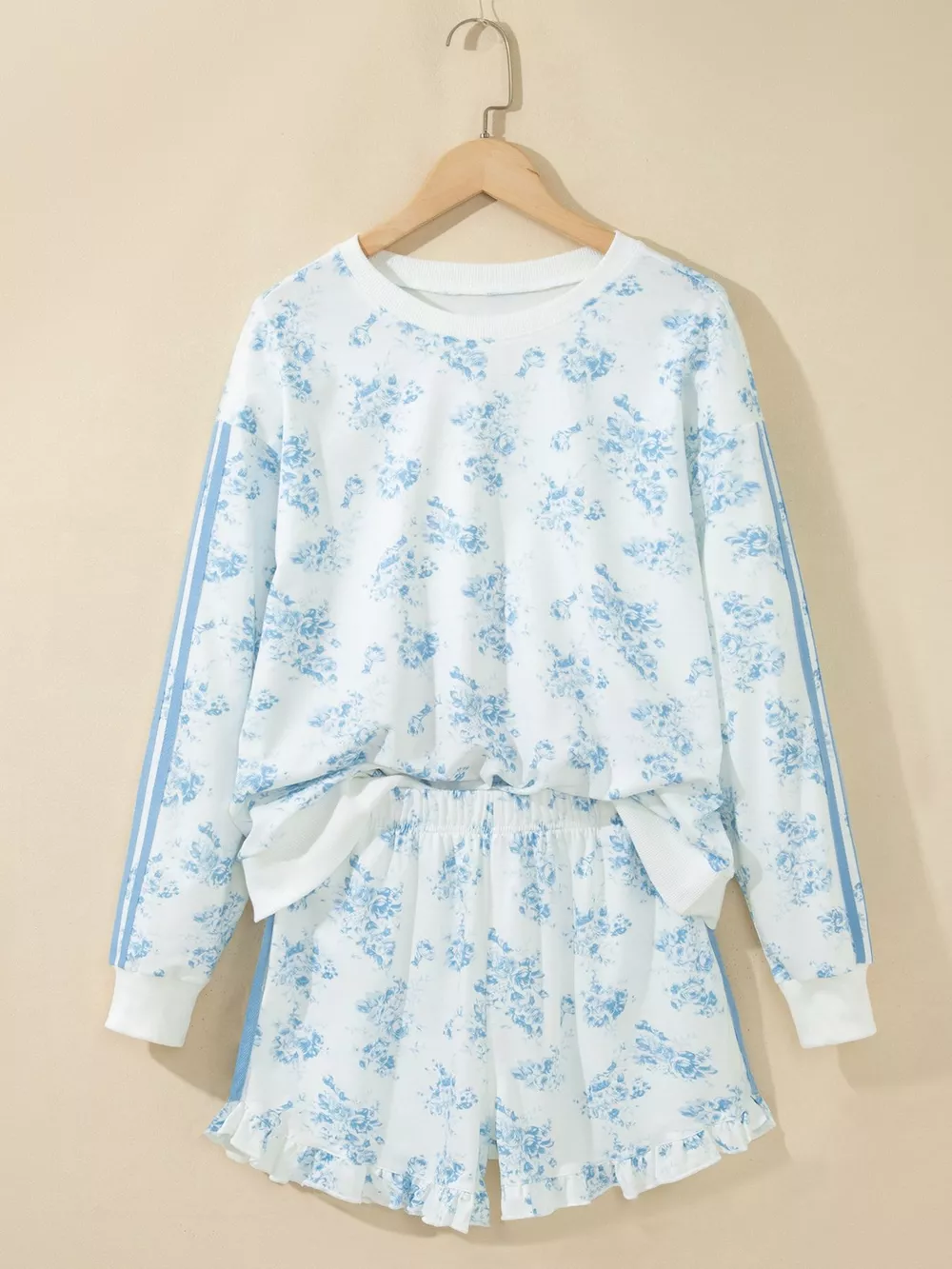 Floral Print Long Sleeve Sweatshirt and Shorts Set, image 5