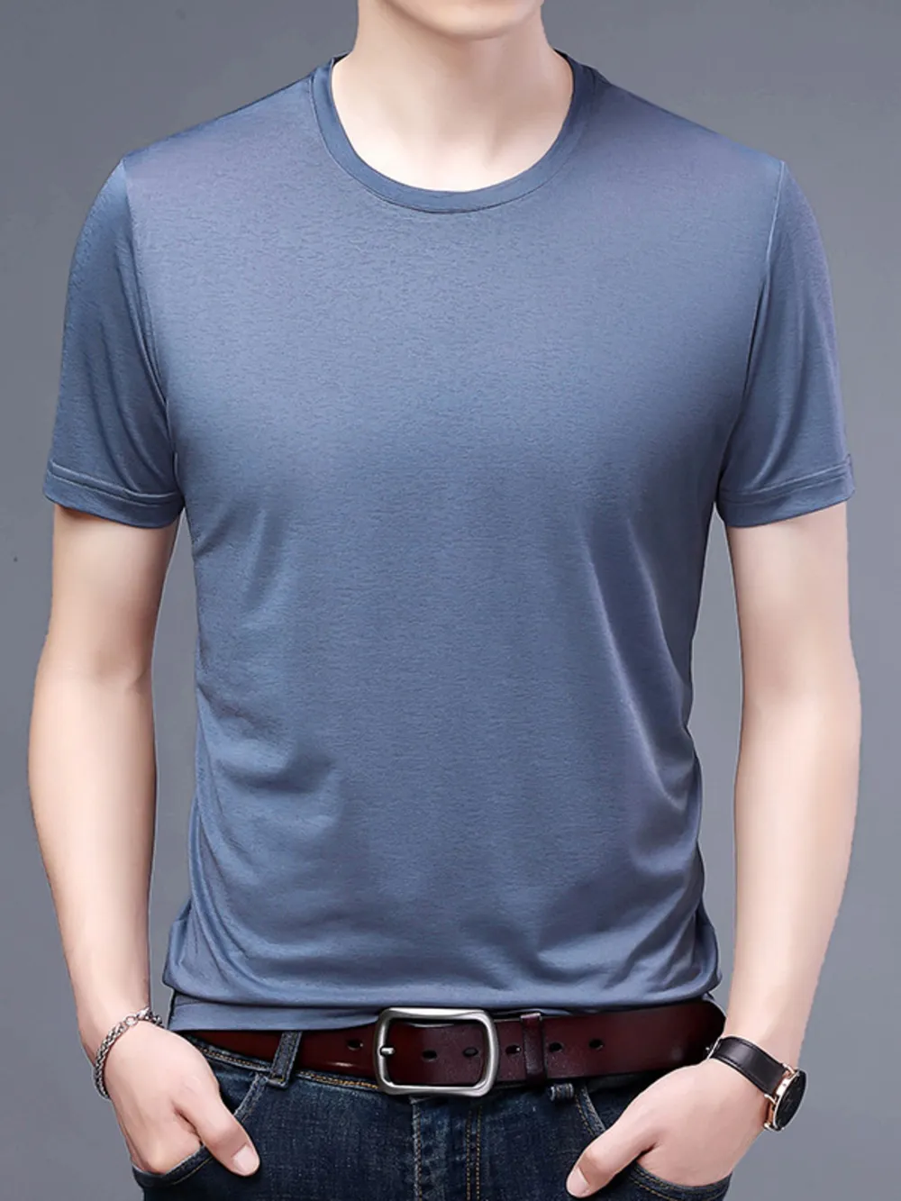 Men's Plus Size Classic Crew Neck Basic T-Shirt, image 5