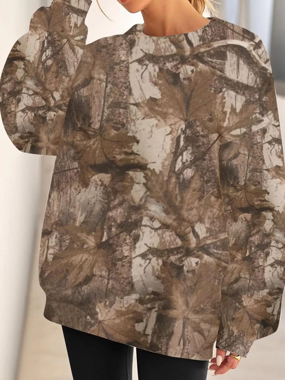 Oversized Printed Crew Neck Sweatshirt, image 11