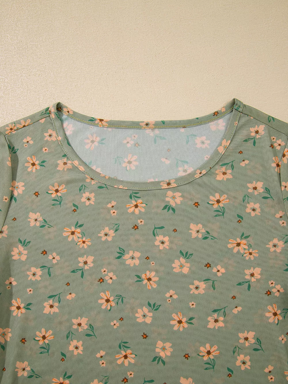 Floral Print Mesh Long Sleeve Top, image 11