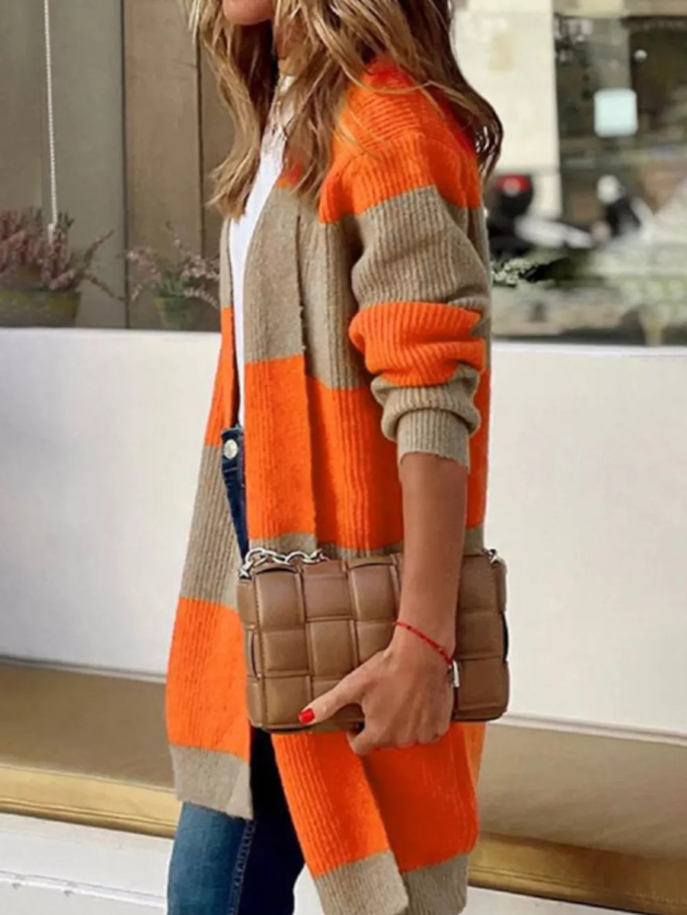Color Block Open Front Knit Cardigan, image 3