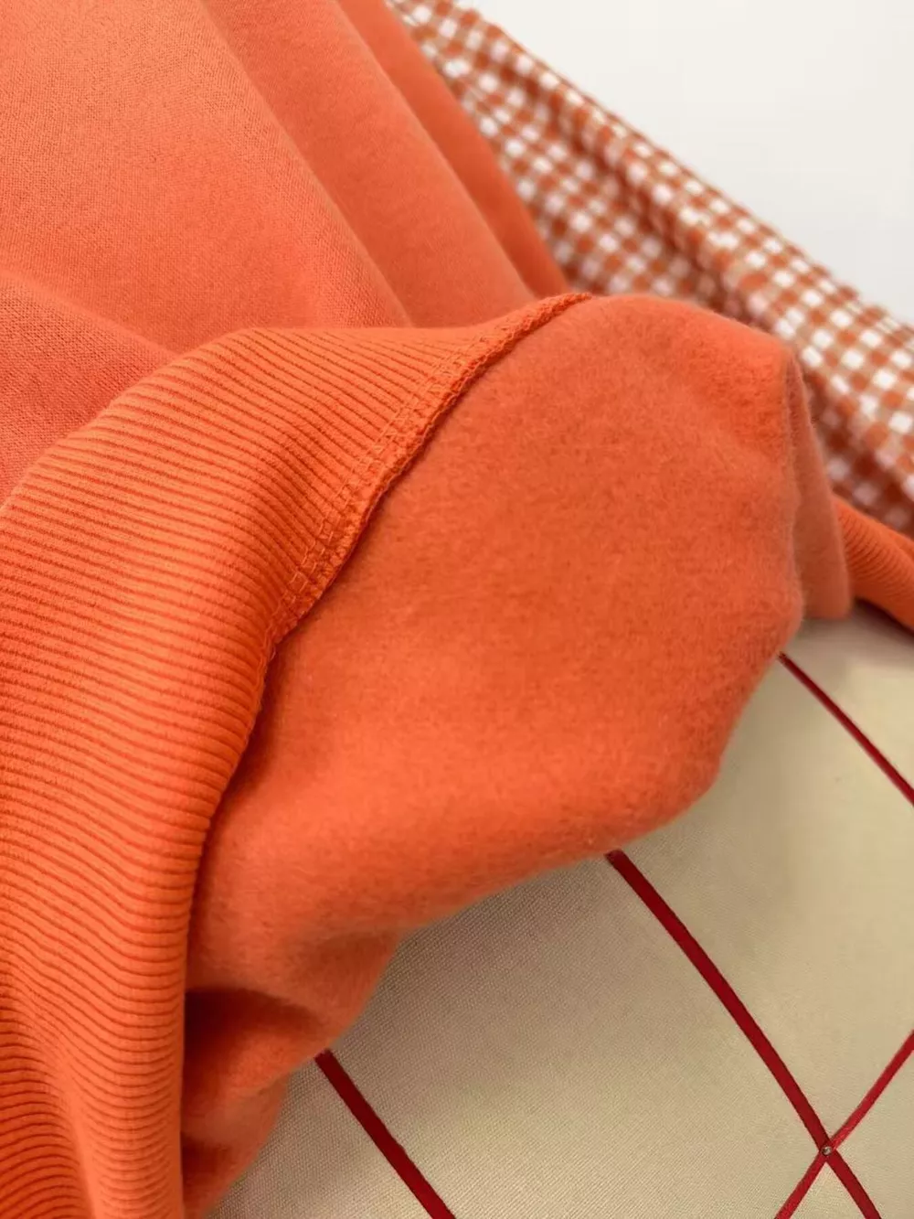 Gingham Sleeves Round Neck Sweatshirt, image 13