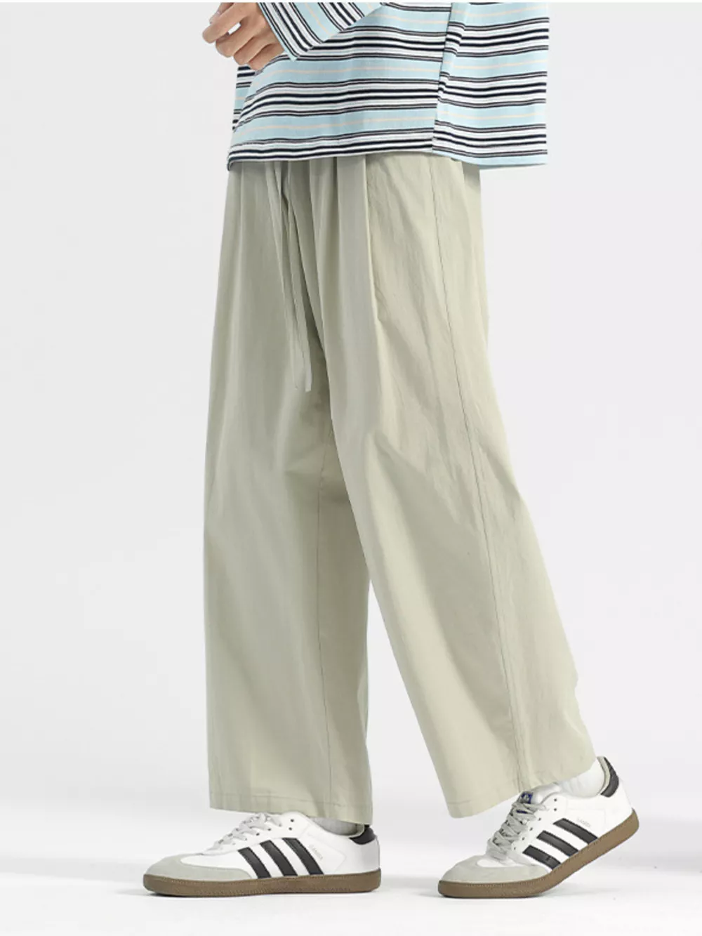 Men's Plus Size Wide Leg Drawstring Casual Pants, image 5
