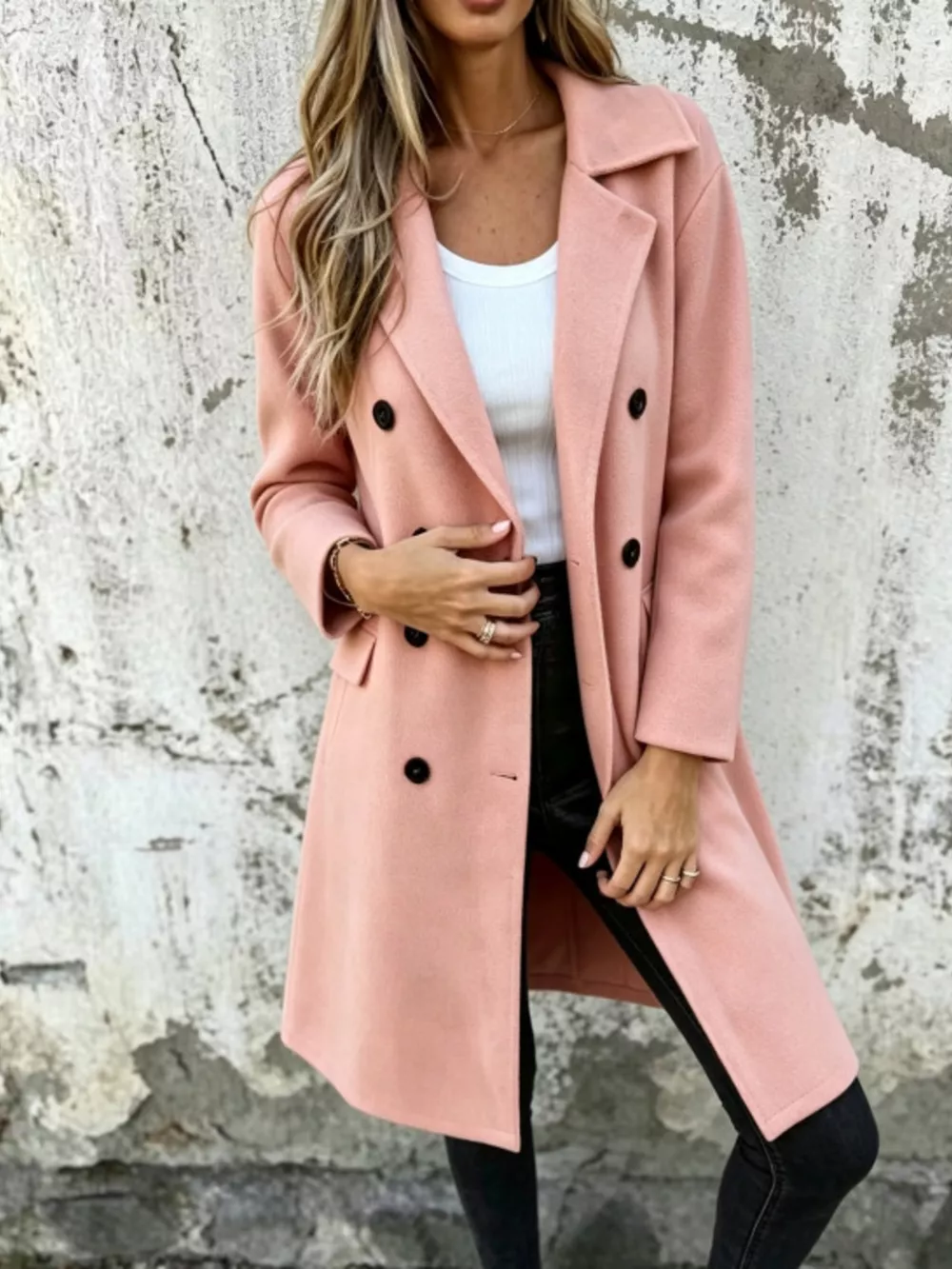Full Size Double-Breasted Lapel Collar Coat Plus Size, image 10