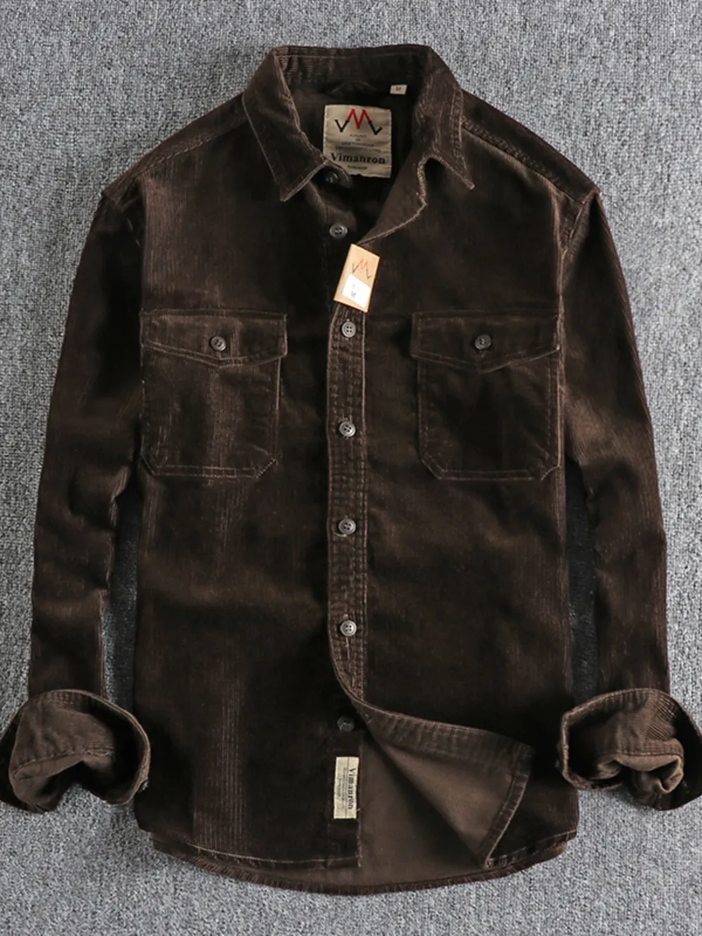Men's Plus Size Corduroy Long Sleeve Button Up Shirt, image 5