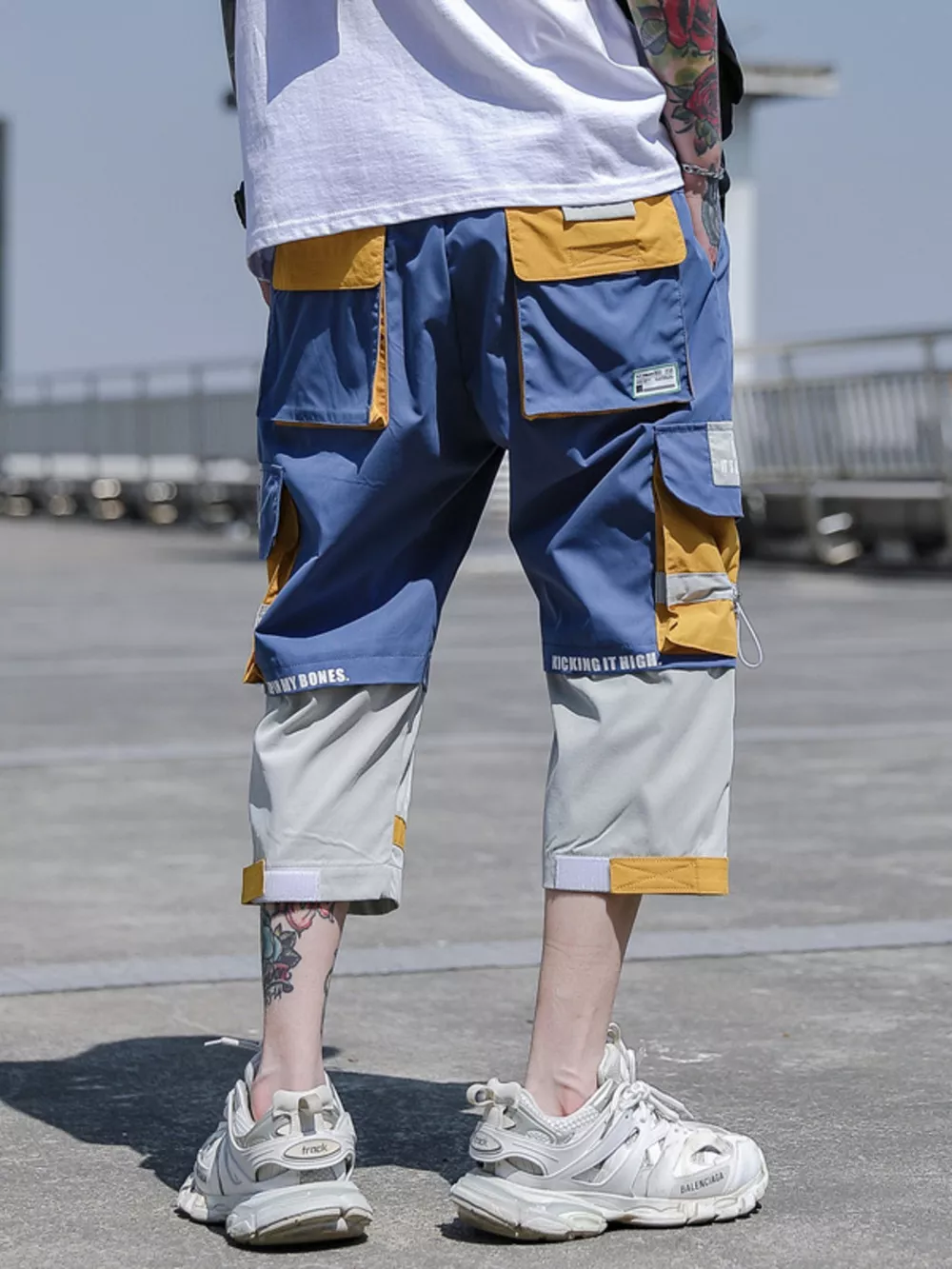 Men's Plus Size Color Block Cargo Pants, image 3