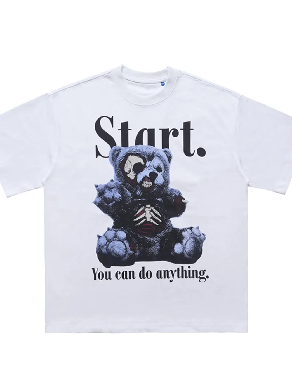 Men's Teddy Bear Graphic Round Neck Oversized T-Shirt, image 4