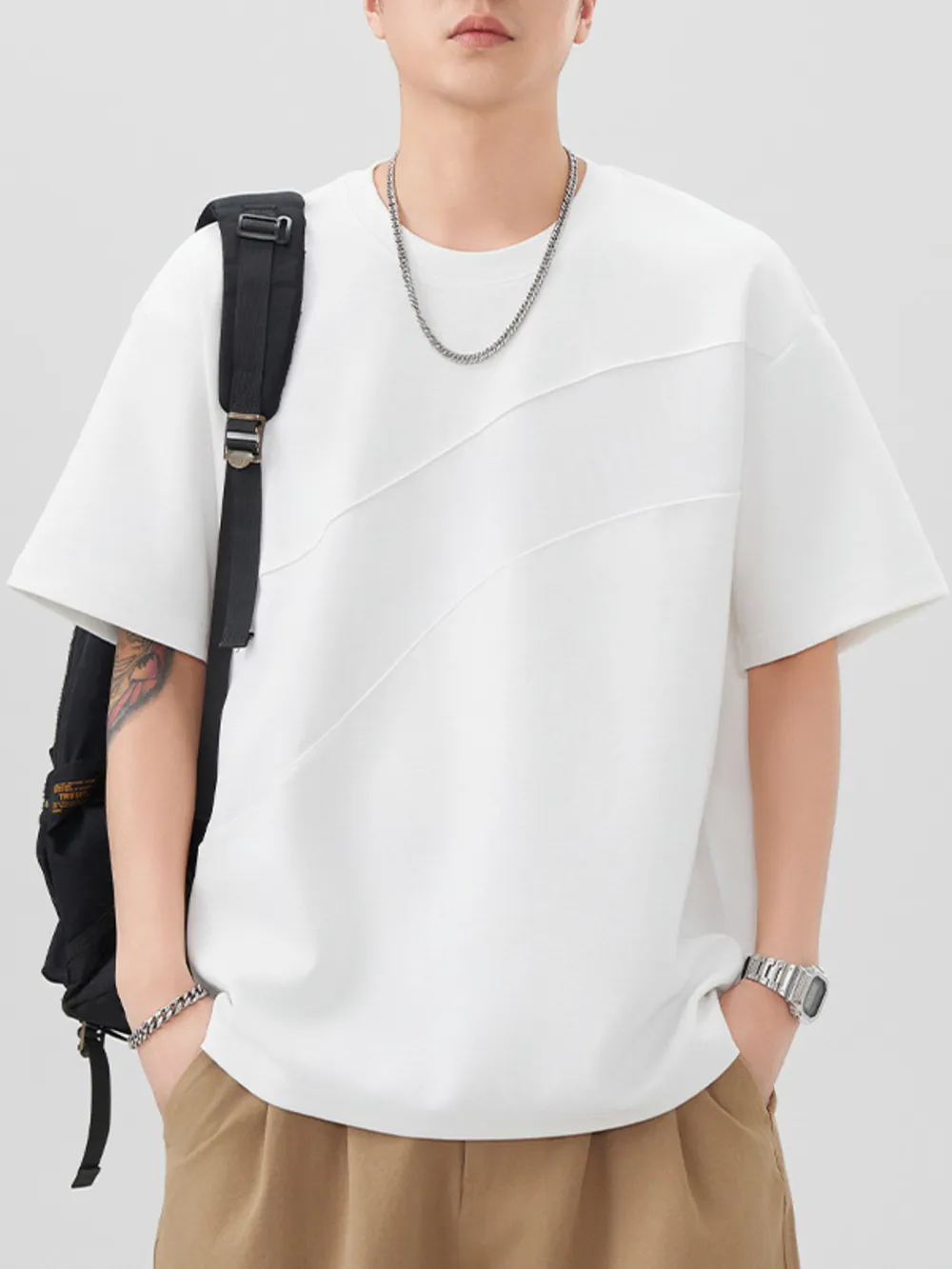 Men's Plus Size Round Neck Short Sleeve T-Shirt, image 3