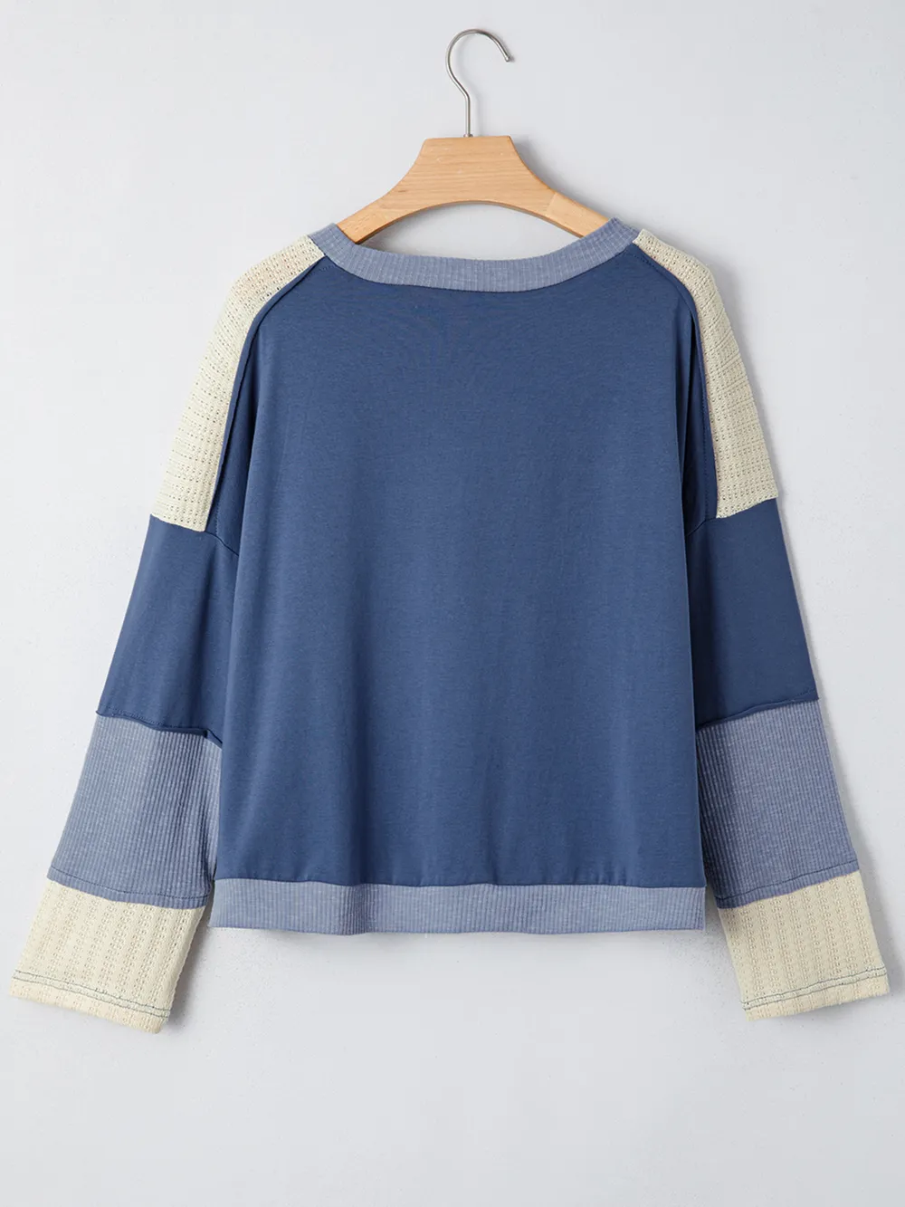 Contrast Knitted Colorblock Star Patchwork Oversize Long Sleeve Top, image 4
