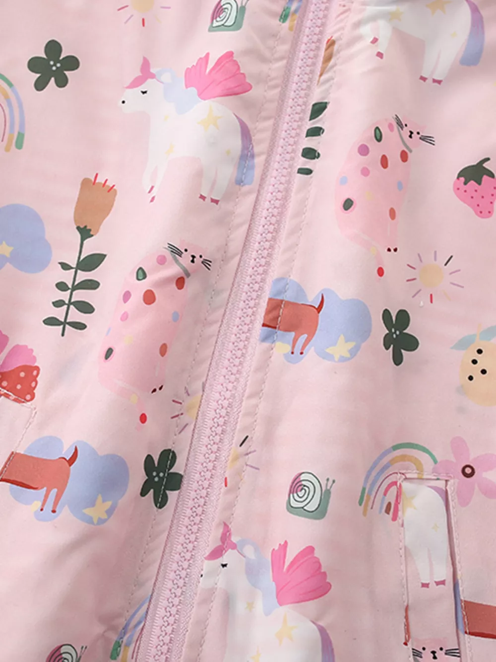 Children's Unicorn and Floral Print Hooded Jacket, image 3