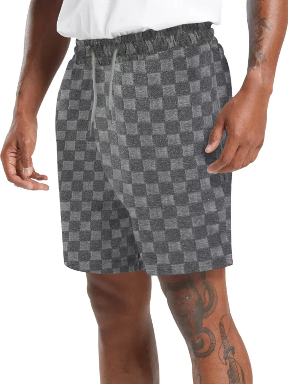 Men's Full Size Textured Checkered Casual Shorts Plus Size