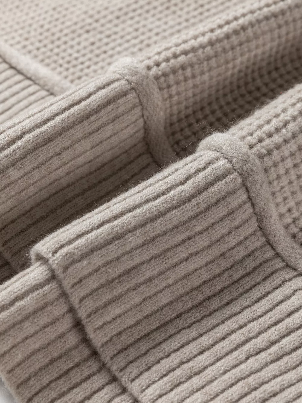 Waffle Texture Knit Ribbed High Neck Drop Shoulder Sweater, image 5