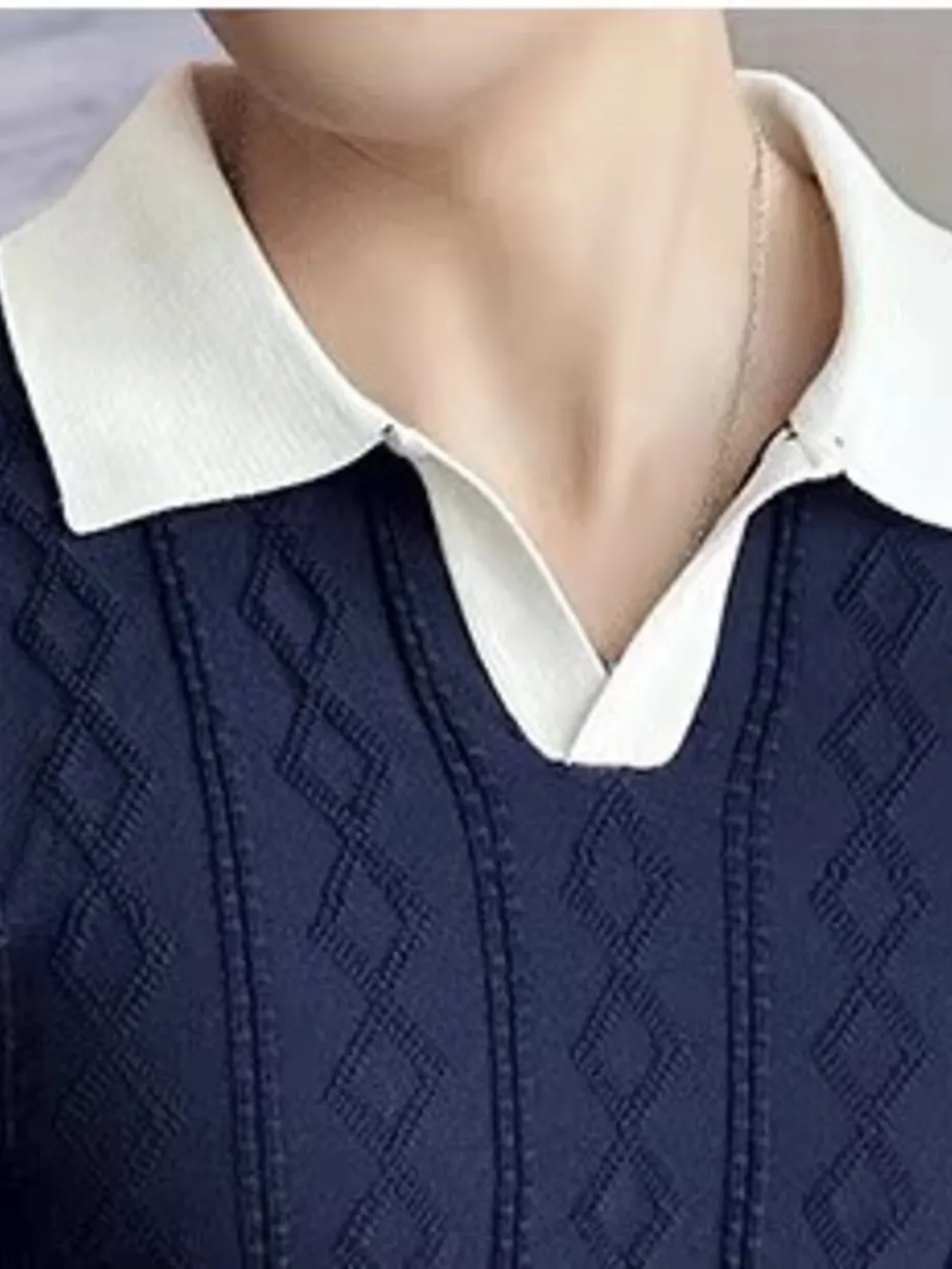 Men's Full Size Contrast Collar Short Sleeve Knit Polo Plus Size, image 4