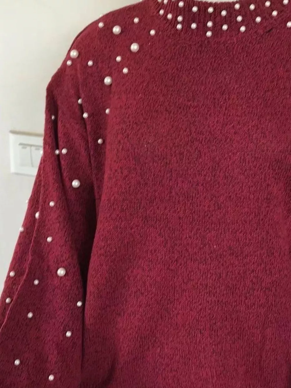Pearl-Embellished Mock Neck Sweater, image 15