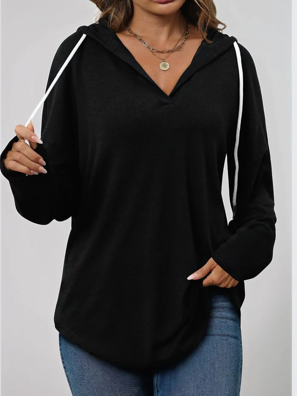Full Size Drawstring Long Sleeve Hoodie Plus Size