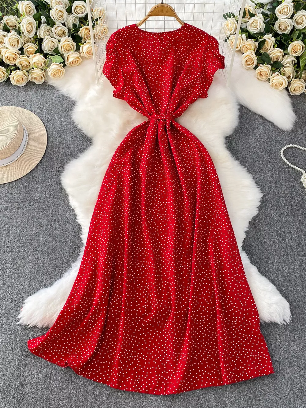 Polka Dot Button-Down Dress, image 10