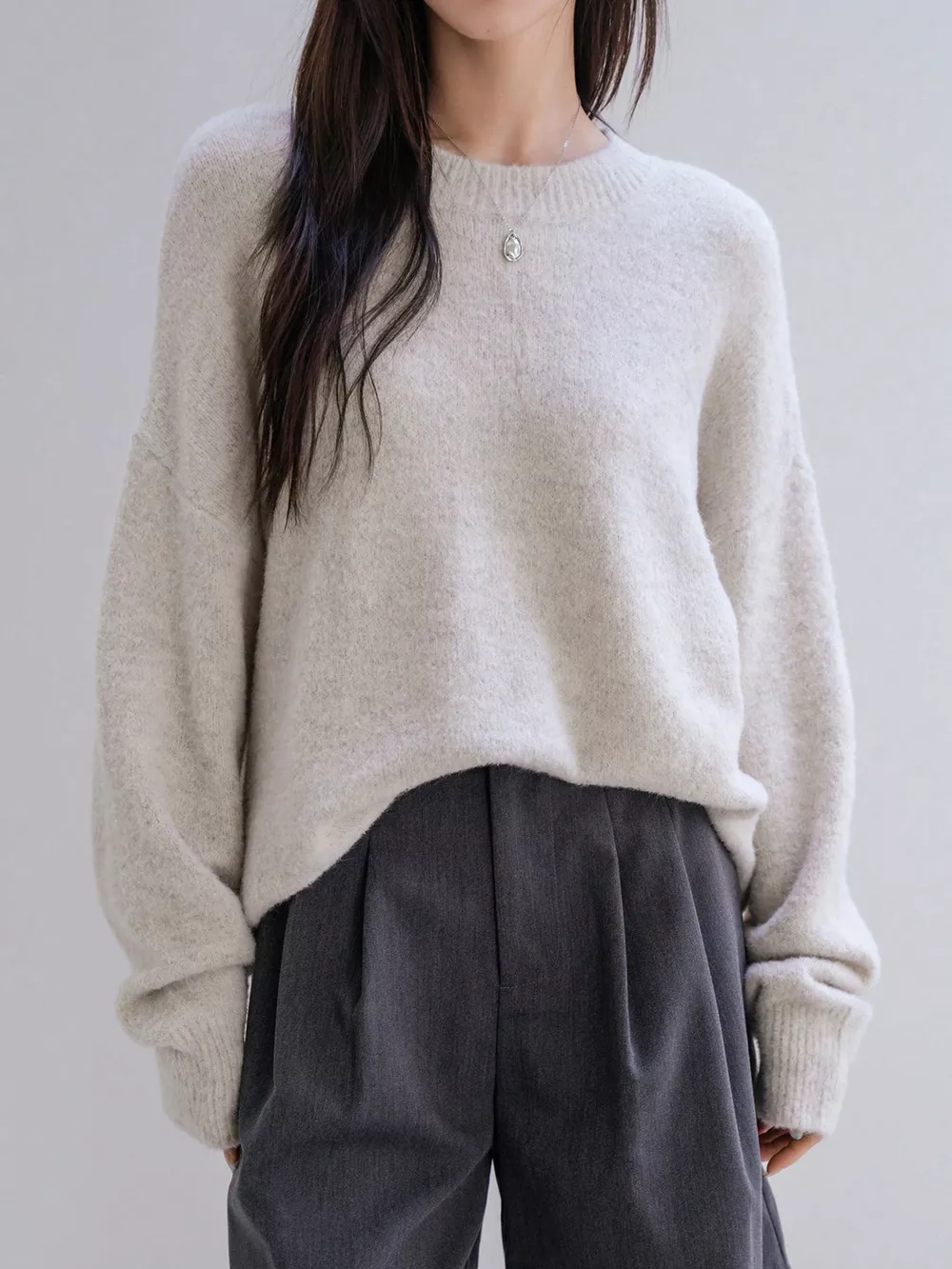 Cozy Knit Round Neck Oversized Sweater, image 10