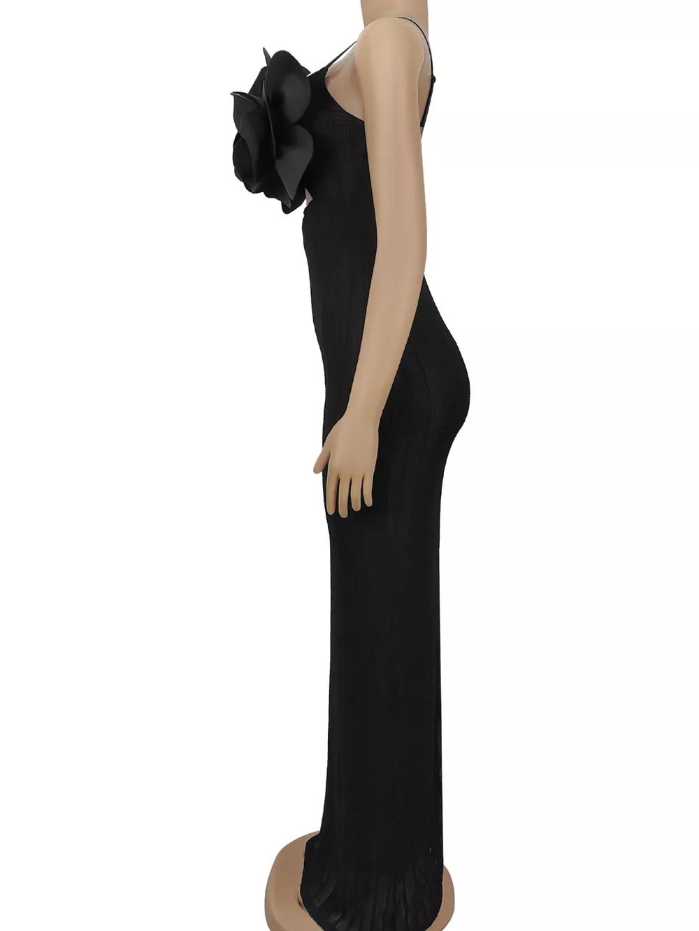3D Flower Cutout Spaghetti Strap Bodycon Maxi Dress, image 7