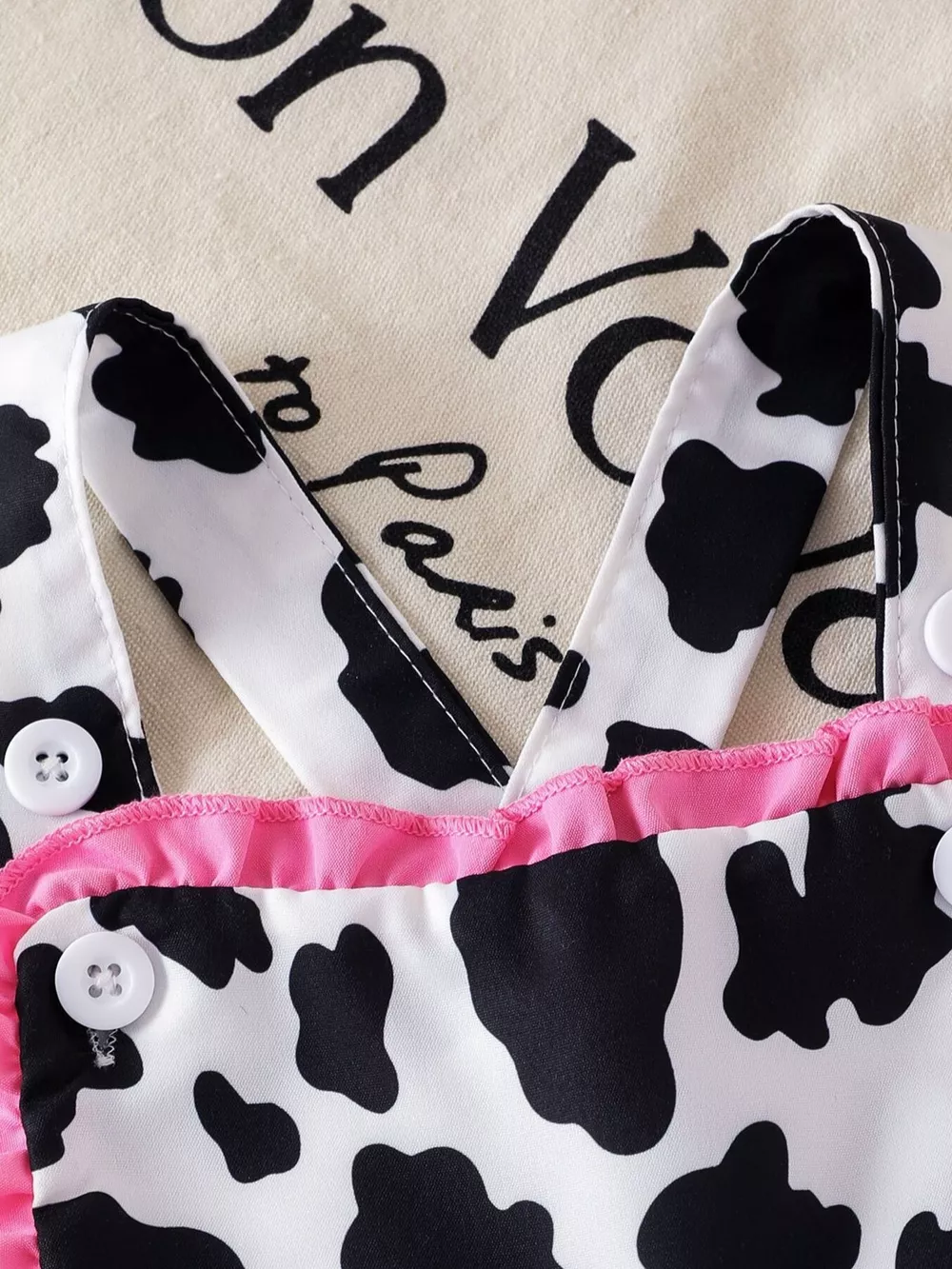 Children's Cow Print Ruffle Jumpsuit, image 3